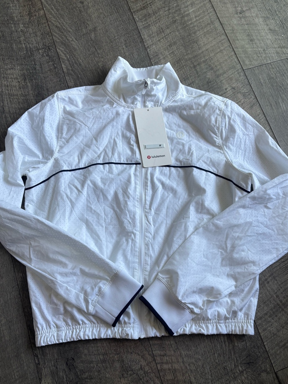 lululemon athletica White Court Rival Jacket with Navy Trim